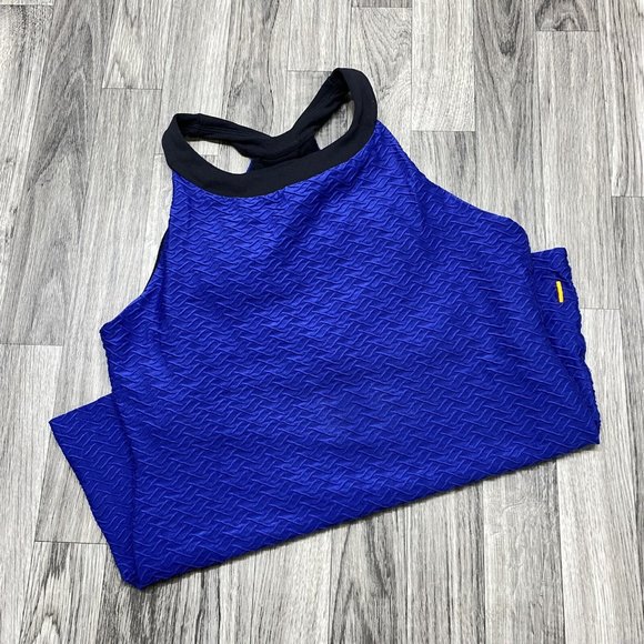 LUCY Halter Neck Keyhole Back Blue Activewear Tank Top Women's Size Small - Picture 2 of 10